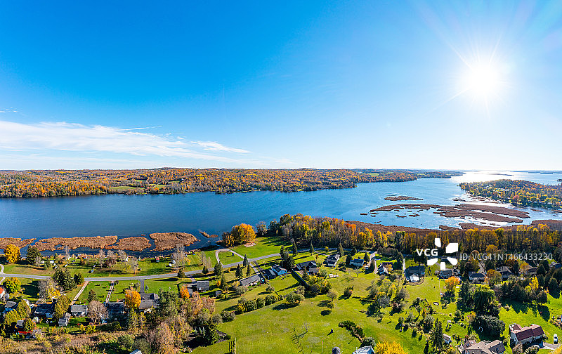 加拿大黑斯廷斯的空中米湖和特伦特河图片素材