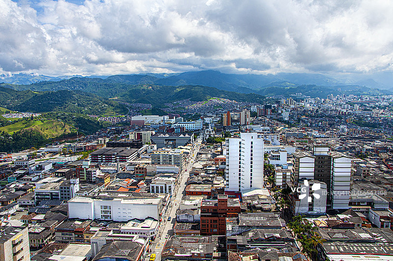 哥伦比亚卡尔达斯马尼萨莱斯城市全景图片素材