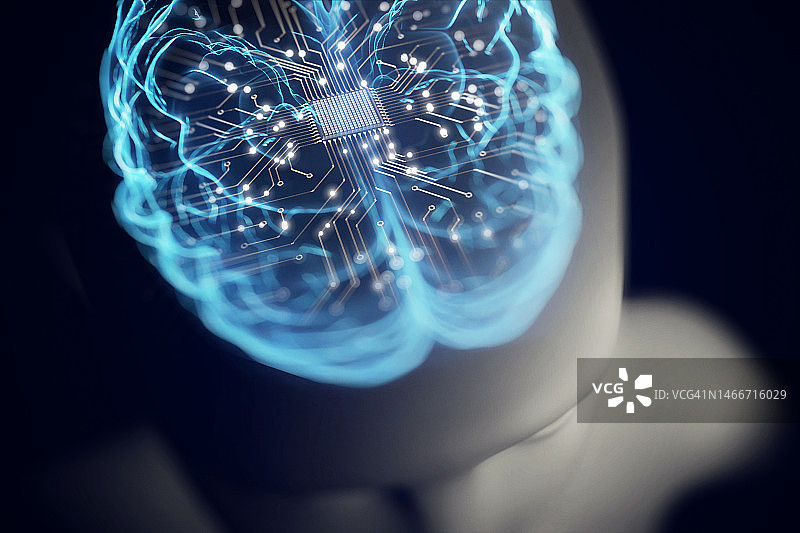人工智能机器人大脑与电路图片素材
