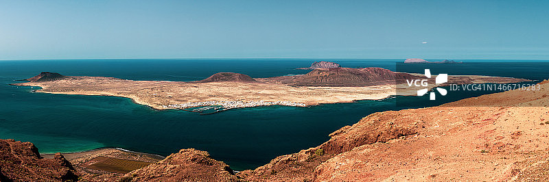 加那利群岛兰萨罗特岛格拉西iosa岛全景图片素材