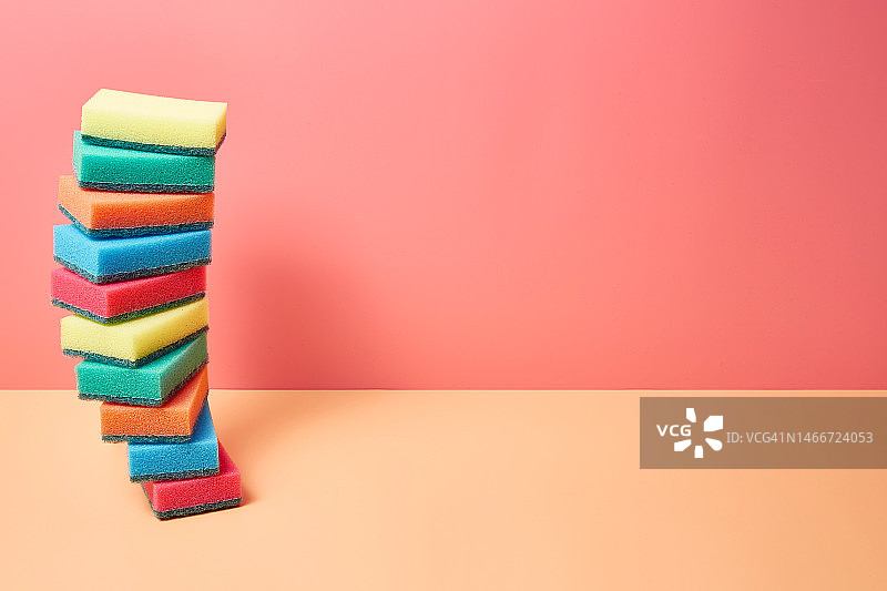 叠放的洗碗海绵图片素材