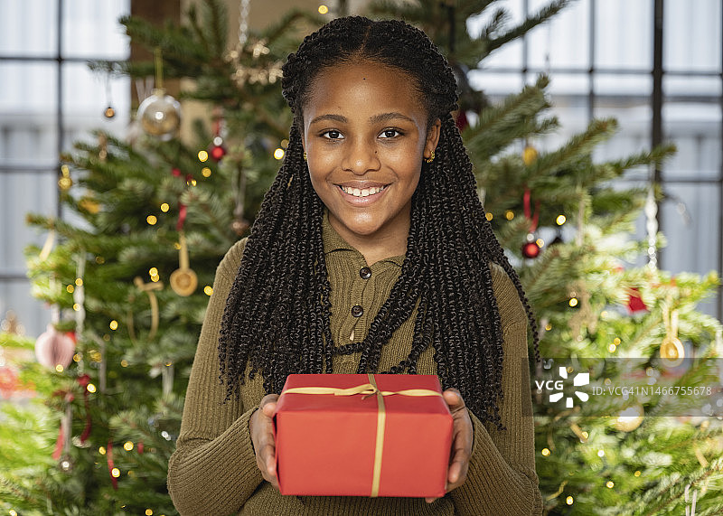 在度假屋内的快乐年轻黑人女孩图片素材