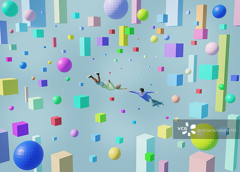 漂浮在元宇宙中的情侣头像图片素材