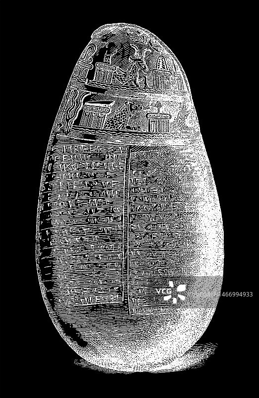 古老版画：巴比伦加喜特王朝库杜鲁“米肖石碑”图片素材