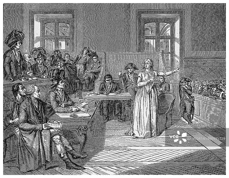 法国王后玛丽·安托瓦内特在1793年10月被革命法庭判处死刑图片素材