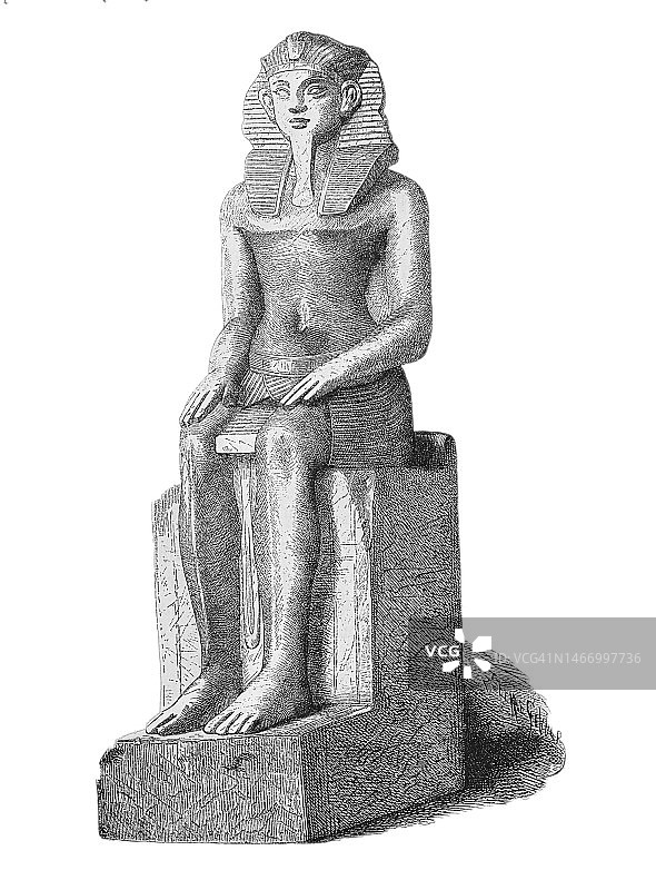 旧版画插图：埃及第十三王朝国王索贝克霍特普三世图片素材