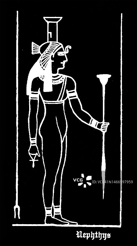 古埃及宗教女神涅芙蒂斯版画图片素材