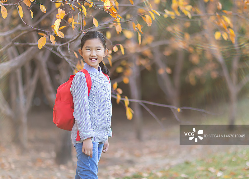 秋天里快乐的小女孩图片素材