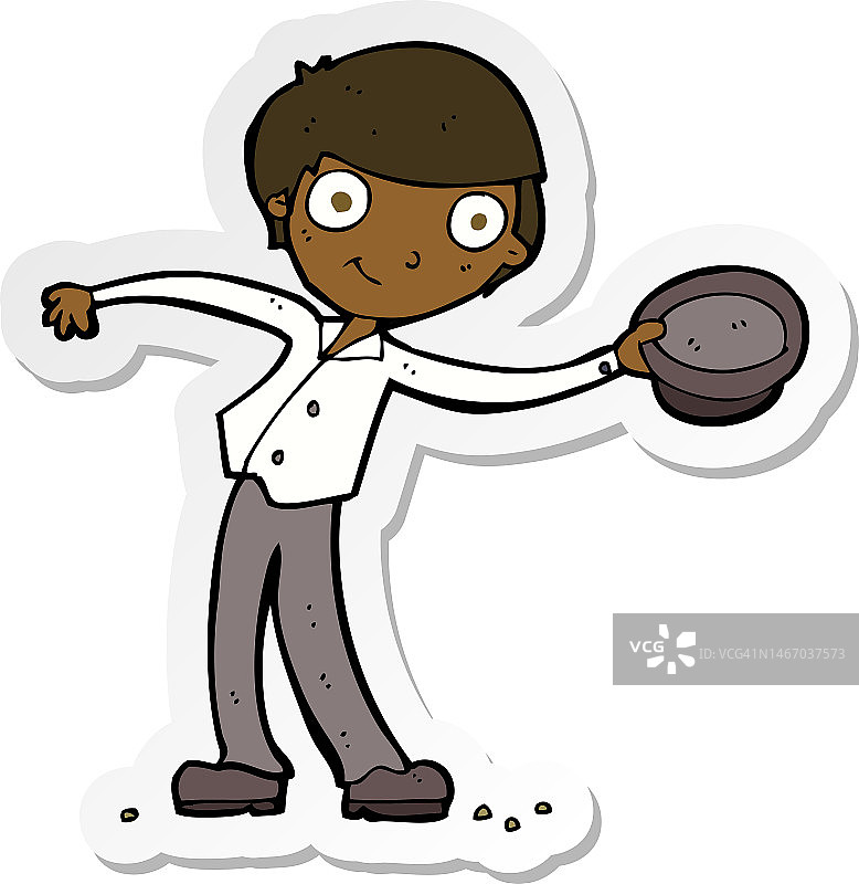 卡通脱帽致敬男人贴纸图片素材