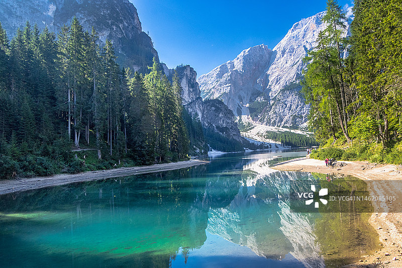 意大利南蒂罗尔布莱斯湖（布拉耶斯湖），布拉格多洛米蒂山图片素材