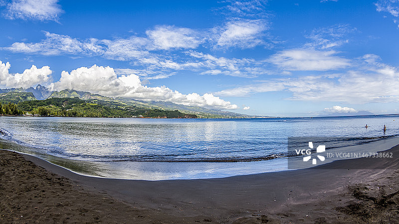 塔希提岛黑沙滩图片素材