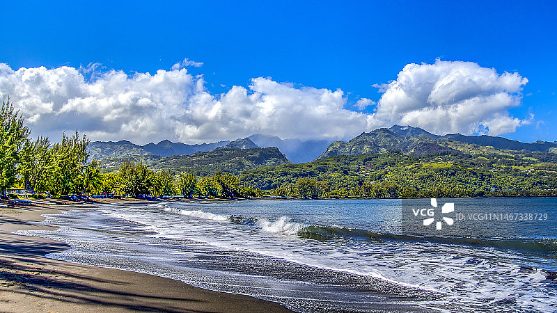 塔希提岛黑沙滩图片素材