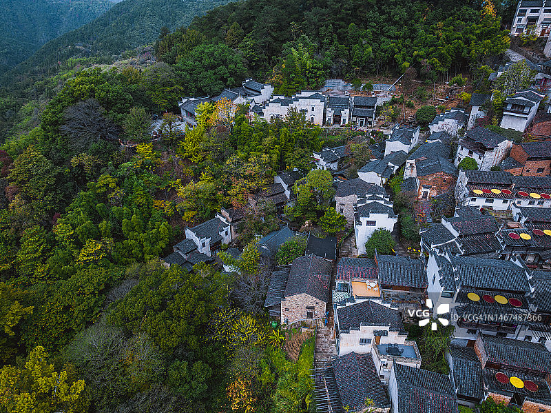 江西省篁岭旅游度假区的秋色图片素材