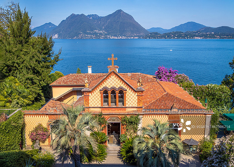 意大利马焦雷湖博罗梅安群岛的贵族教堂图片素材