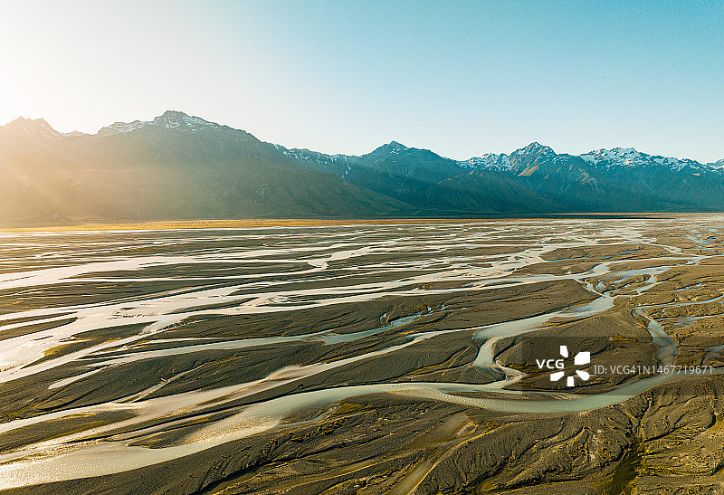 库克山脉的冰川水图片素材