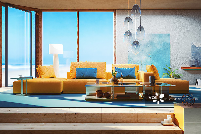 海滩上的现代客厅图片素材