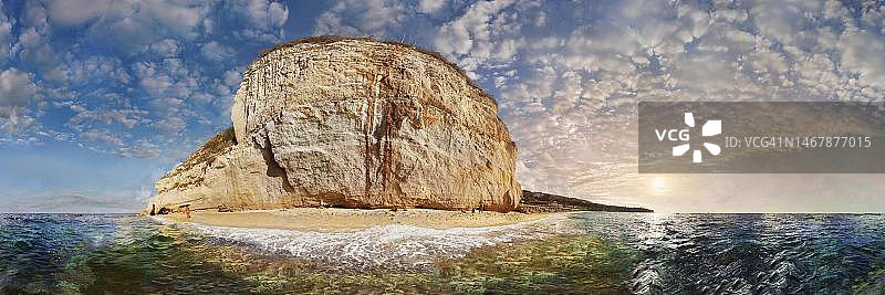 意大利特罗佩阿圣玛丽亚教堂沙滩360度全景图片素材