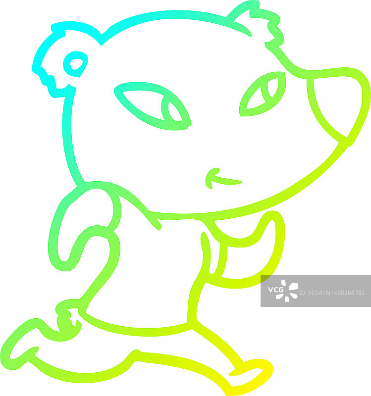 可爱卡通熊冷渐变线条画图片素材
