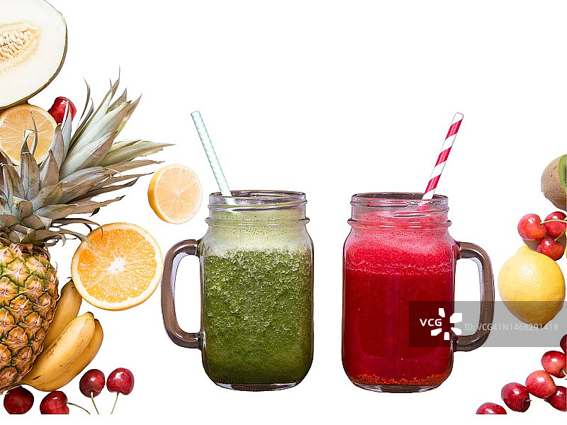 美国加利福尼亚州、密苏里州白色背景上的食物和饮品特写图片素材