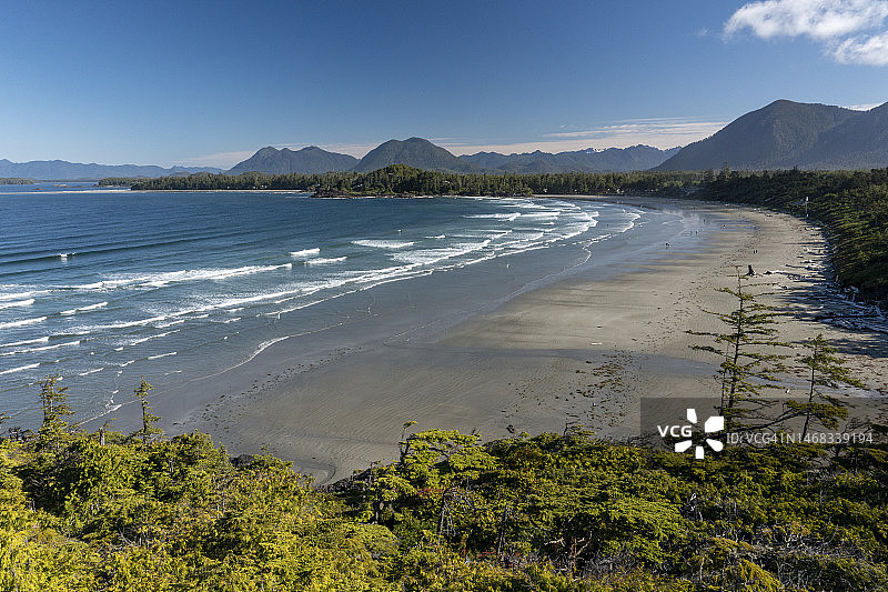 加拿大不列颠哥伦比亚省托菲诺的太平洋和海滩全景图片素材