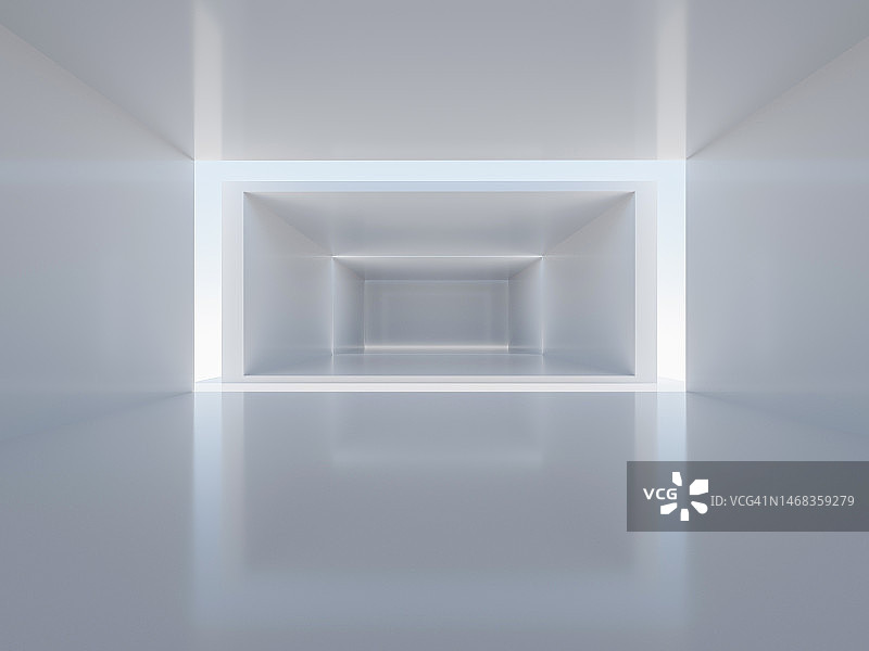未来的空房间，3D渲染图片素材