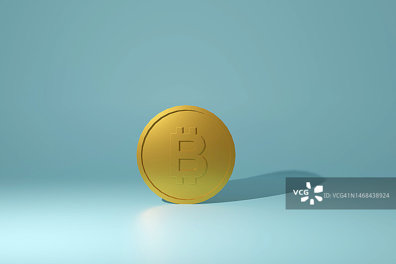 比特币低多边形玩具概念，3D渲染图片素材