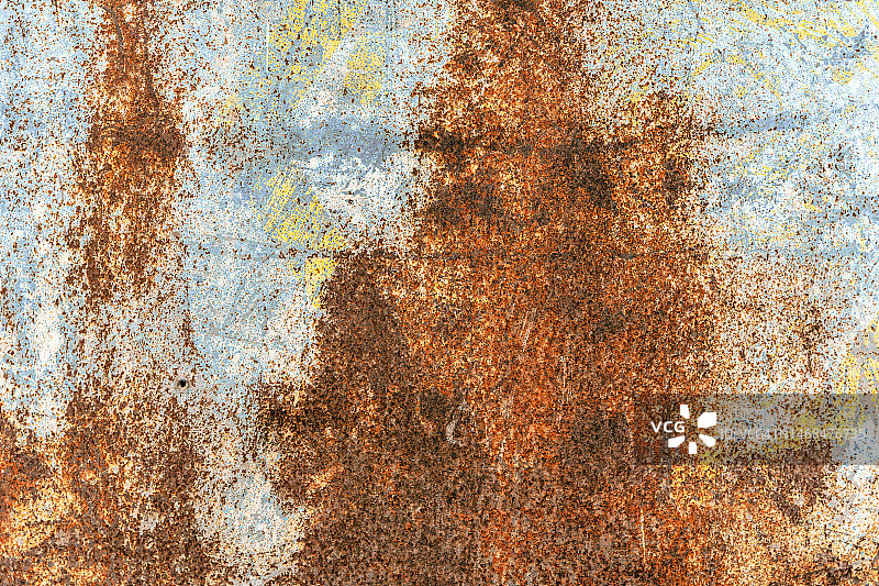 生锈的金属，Grunge金属背景，纹理划痕和裂纹，铁面全面积。图片素材