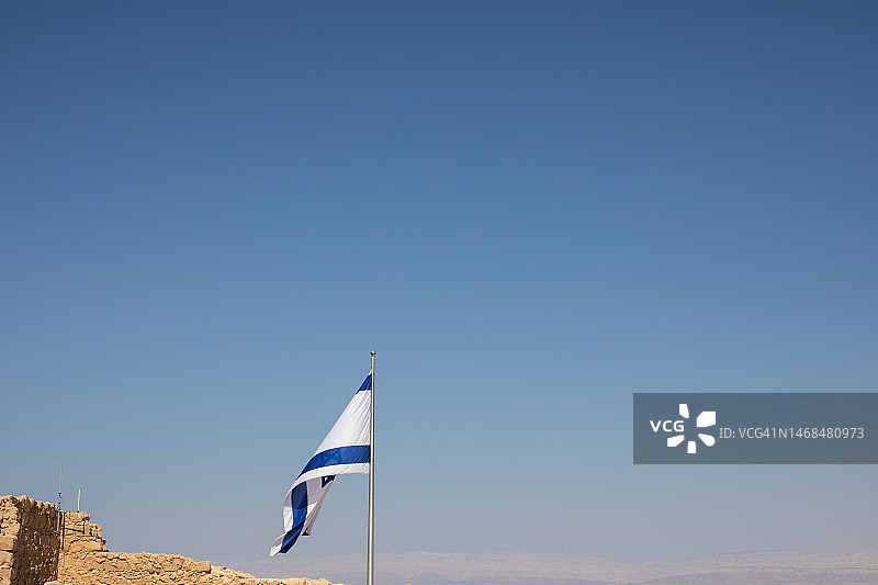 以色列国旗，马萨达遗址图片素材