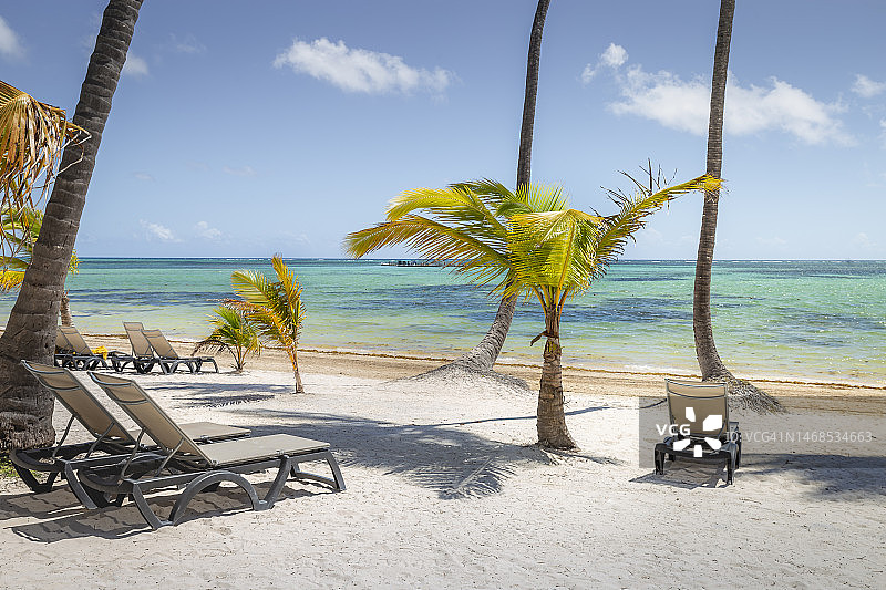 加勒比海热带海滩，多米尼加田园诗般的萨ona岛图片素材