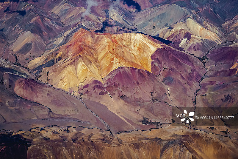 智利阿塔卡马沙漠日落火山景观图片素材