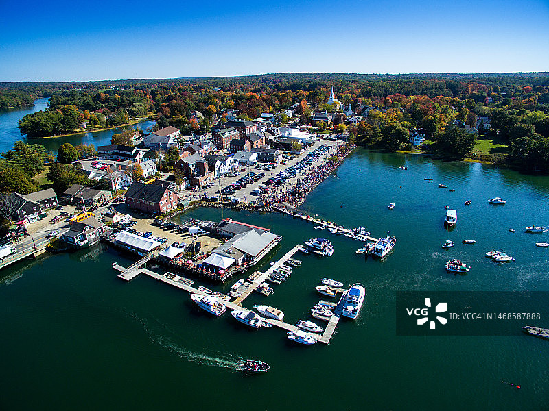 缅因州达马里斯科塔镇海岸鸟瞰图图片素材