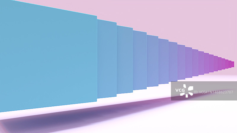 霓虹粉色和紫色背景中的3D抽象正方形图片素材