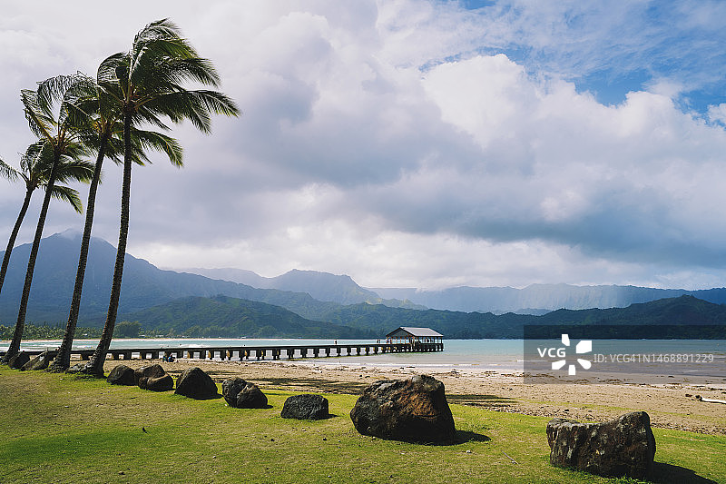 美国夏威夷可爱岛哈纳雷湾图片素材