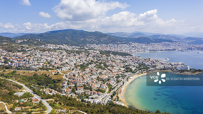 希腊卡瓦拉市航拍图片素材