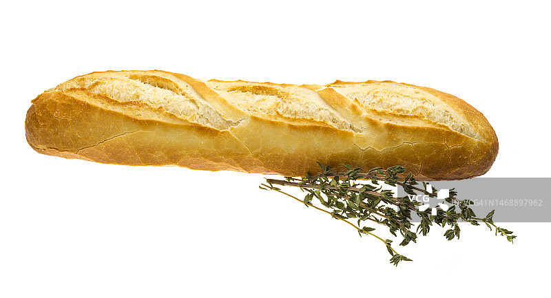 白色背景下的面包特写，瓦斯卢伊，罗马尼亚图片素材