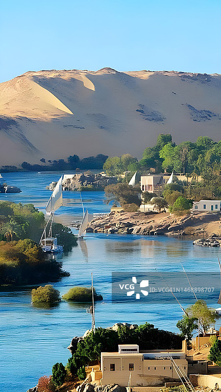 埃及锡瓦绿洲的蓝天碧海山景图片素材