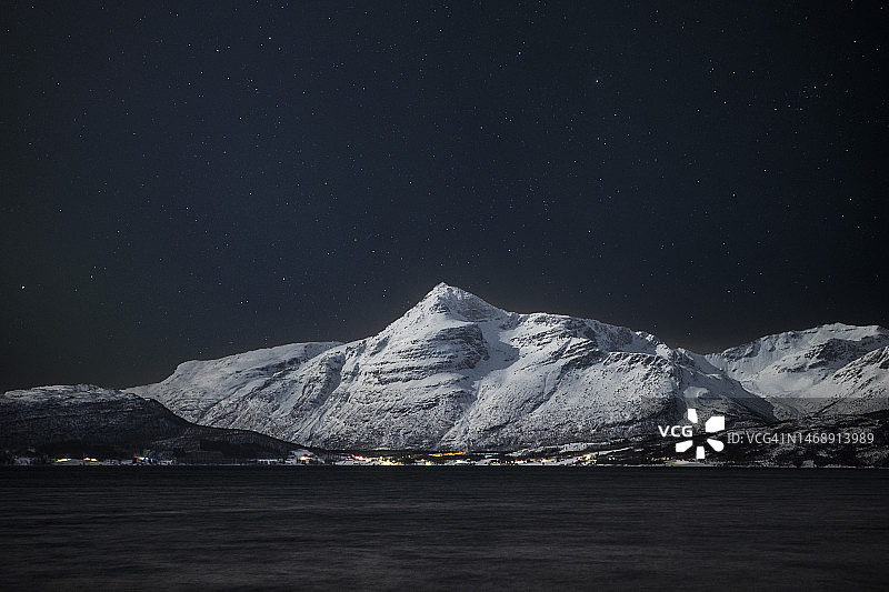 马兰根峡湾上方的山脉图片素材
