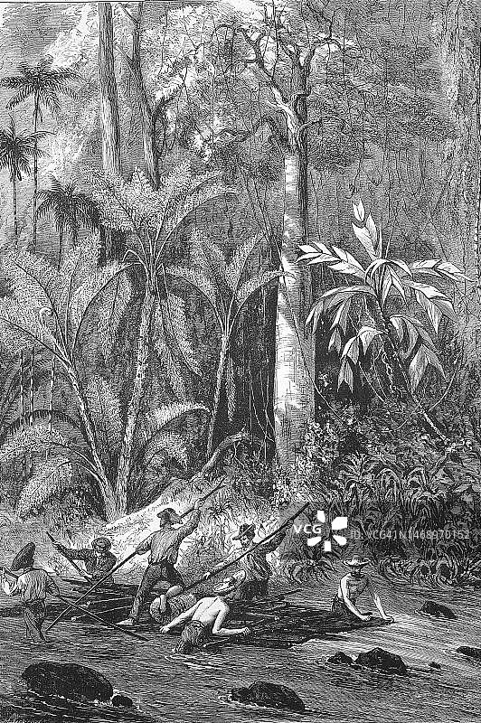 巴拿马地峡道路建设，1869年图片素材