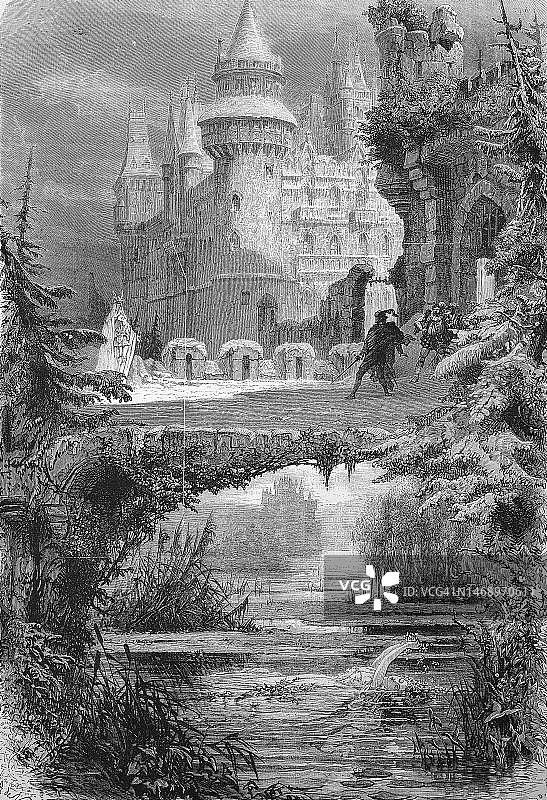 1869年巴黎歌剧院《哈姆雷特》的演出，法国巴黎，历史资料，19世纪原创作品的数字修复图片素材