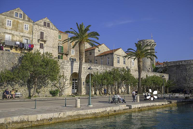 克罗地亚杜布罗夫尼克-内雷特瓦县科尔丘拉港图片素材