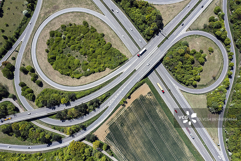 高空俯瞰公路枢纽图片素材