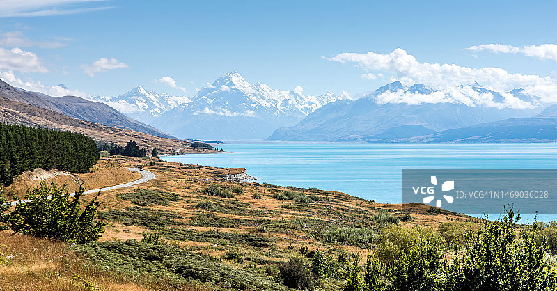 普卡基湖和库克山图片素材