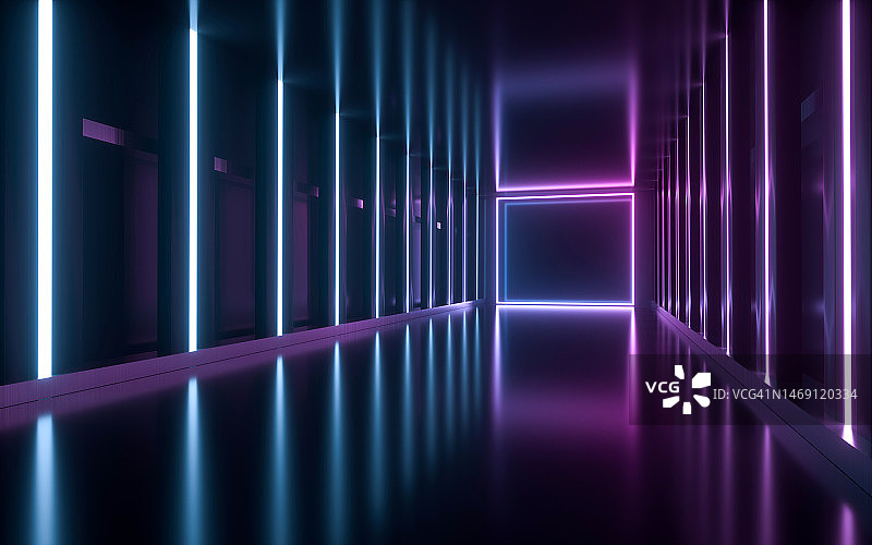 抽象霓虹灯背景，3d渲染图片素材