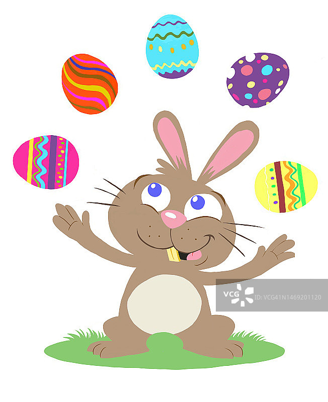 复活节兔子玩彩蛋图片素材
