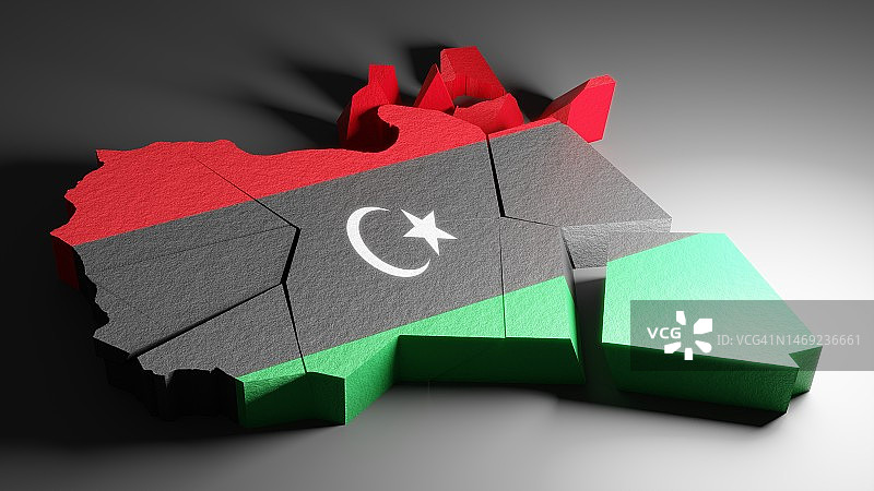 破碎的利比亚地图图片素材