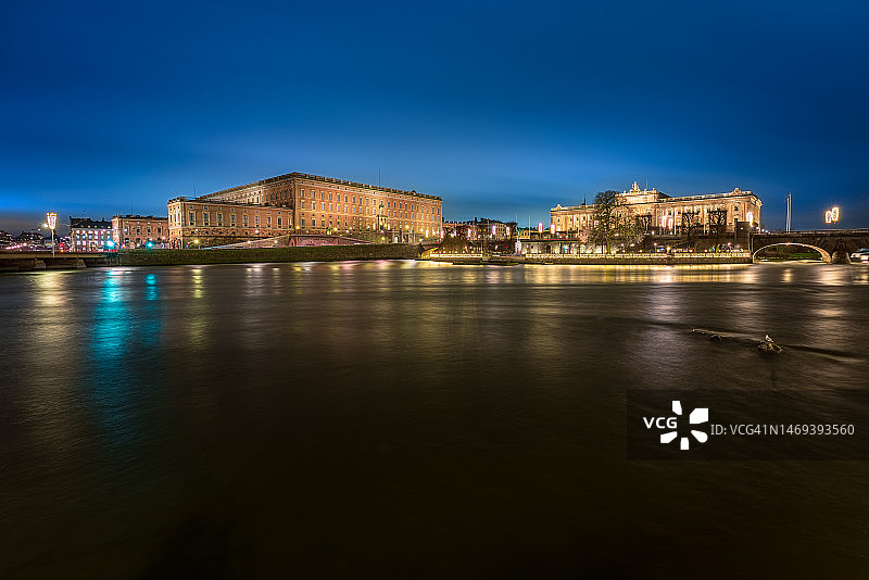 瑞典首都斯德哥尔摩的皇宫和议会大厦图片素材