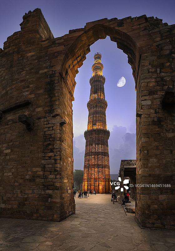 印度新德里的顾特卜塔图片素材