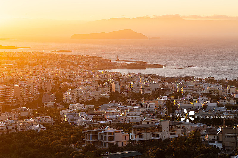 希腊克里特岛哈尼亚的日落图片素材