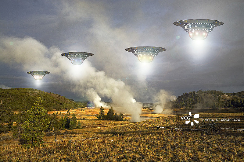 黄石国家公园中的不明飞行物图片素材