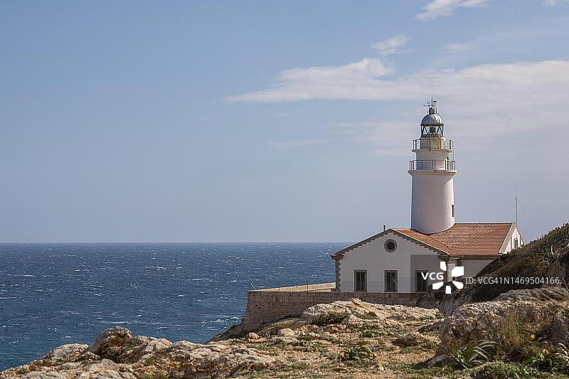 卡普德佩拉灯塔，卡拉拉哈达，马略卡岛，巴利阿里群岛，西班牙图片素材